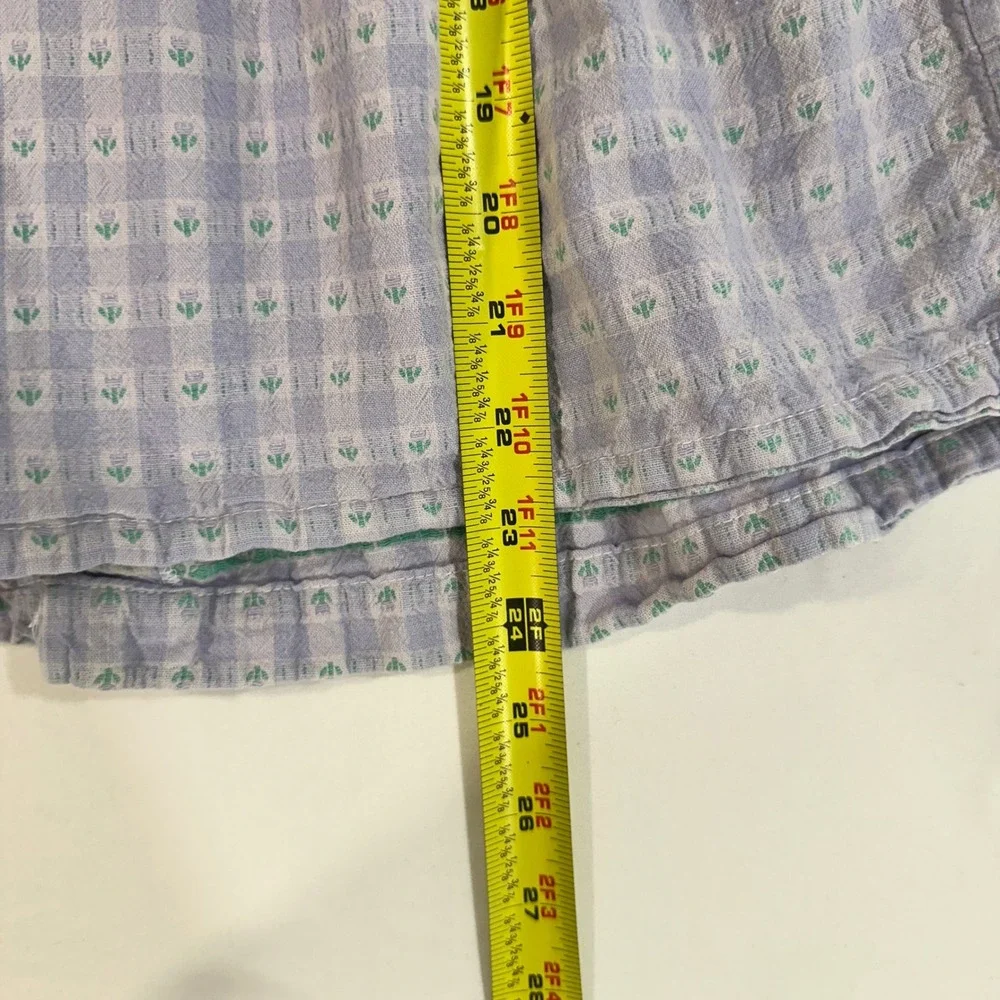 OshKosh B'gosh Vintage Dress Girls 6X Purple Gingham Cotton Floral Peter Pan USA
